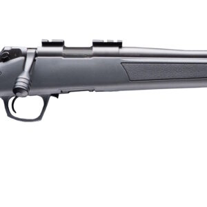 Black bolt-action rifle on white background