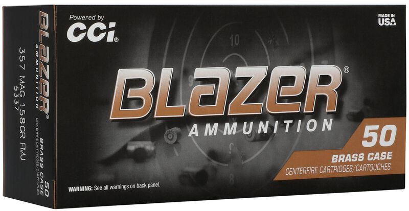 Blazer 357 Magnum ammunition box, 50 rounds