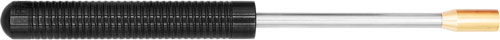 Black expandable metal baton with textured grip
