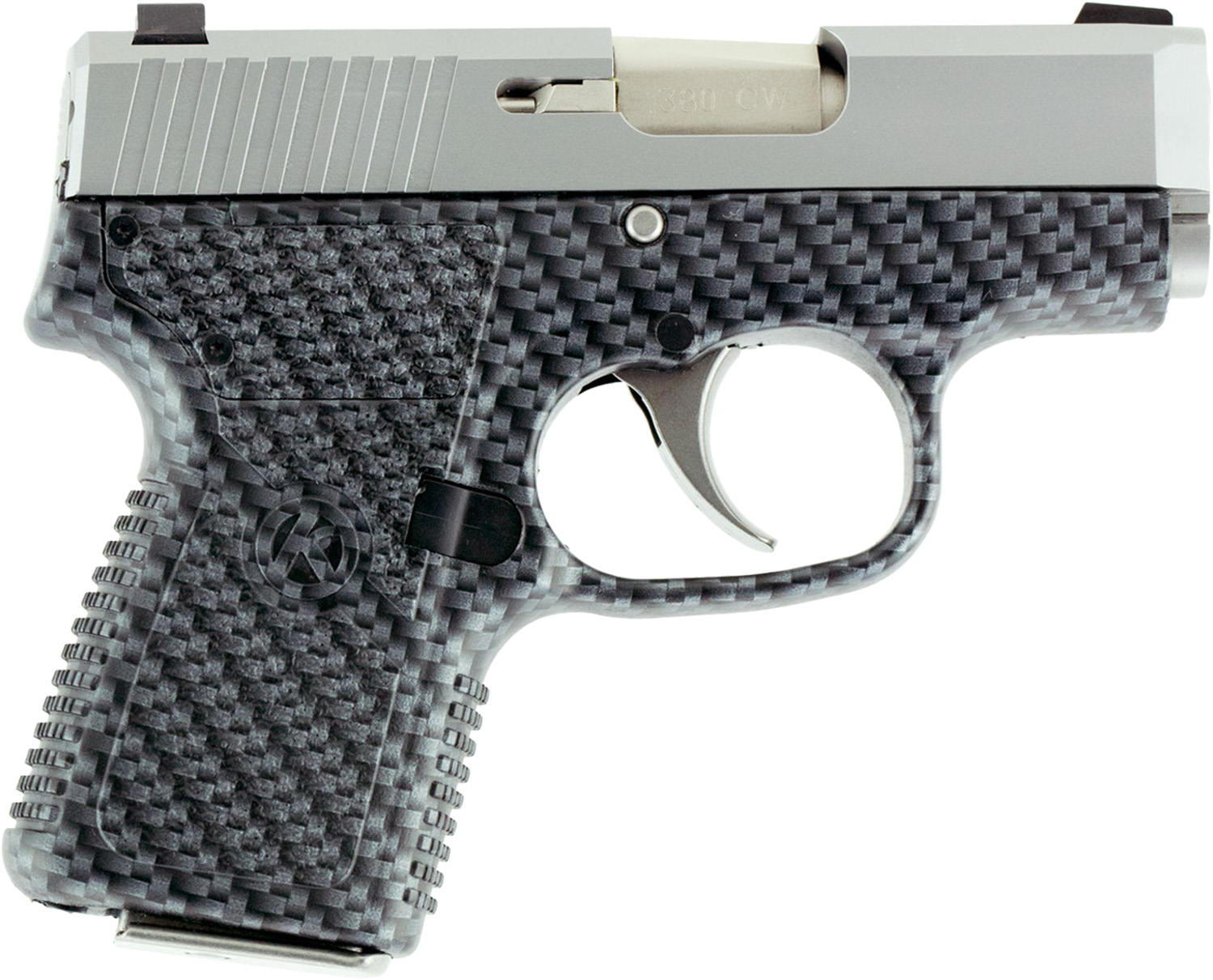Compact semi-automatic handgun with carbon fiber grip