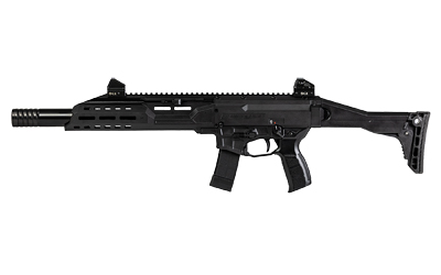 Black tactical shotgun with folding stock