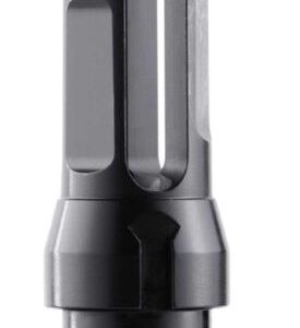 Black metal cylindrical mechanical component with pronged top