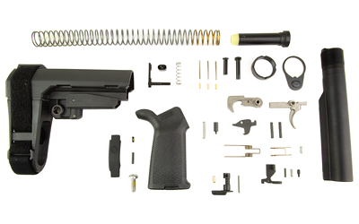 Disassembled AR-15 rifle components and parts kit