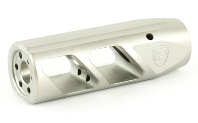 Silver muzzle brake with side ports