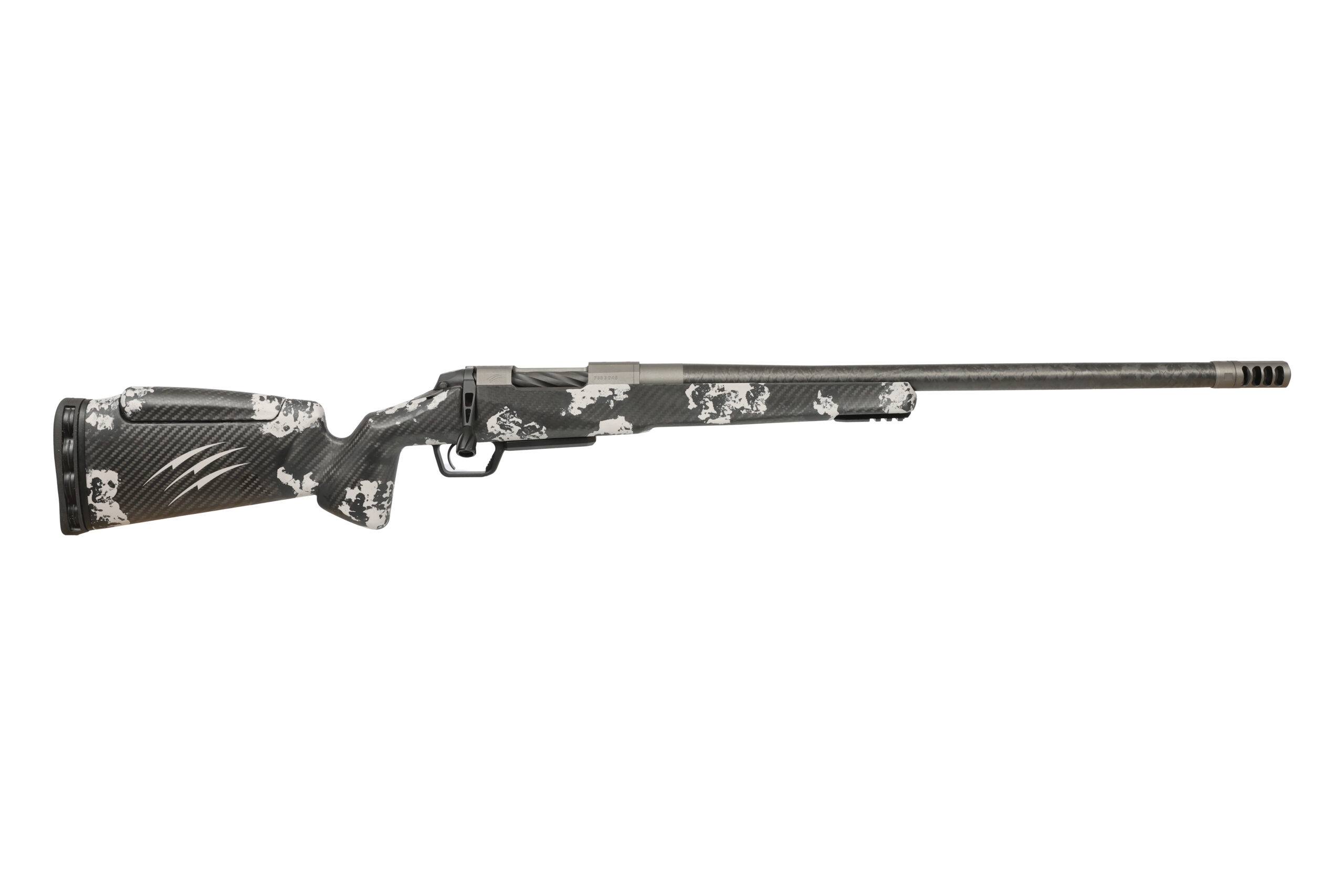 Modern bolt-action rifle with carbon fiber stock