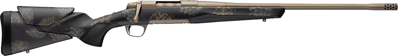 Camouflage bolt-action hunting rifle with stainless barrel