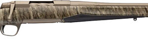 Camouflage bolt-action rifle on white background