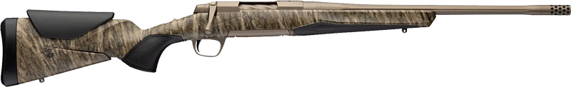 Camouflage bolt-action hunting rifle with scope rail