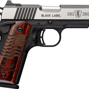 Black Label 1911-380 semi-automatic pistol with wood grip