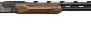 Over-under double-barrel shotgun with wooden stock