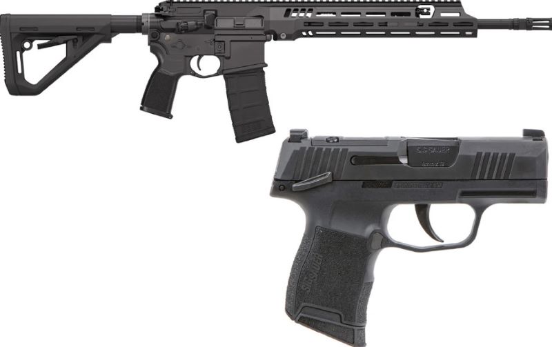 AR-style rifle and compact semi-automatic pistol