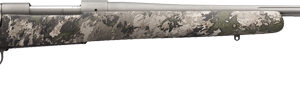 Camouflage bolt-action rifle with long barrel