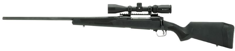 Bolt-action rifle with mounted scope on white background