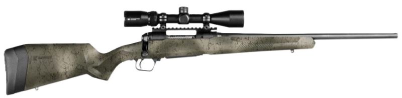 Bolt-action rifle with scope and camouflage stock