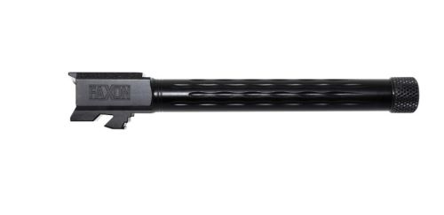 Black fluted pistol barrel with threaded muzzle