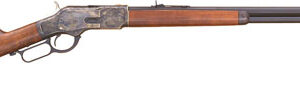 Lever-action rifle with wooden stock