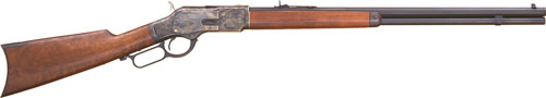 Lever-action rifle with wooden stock