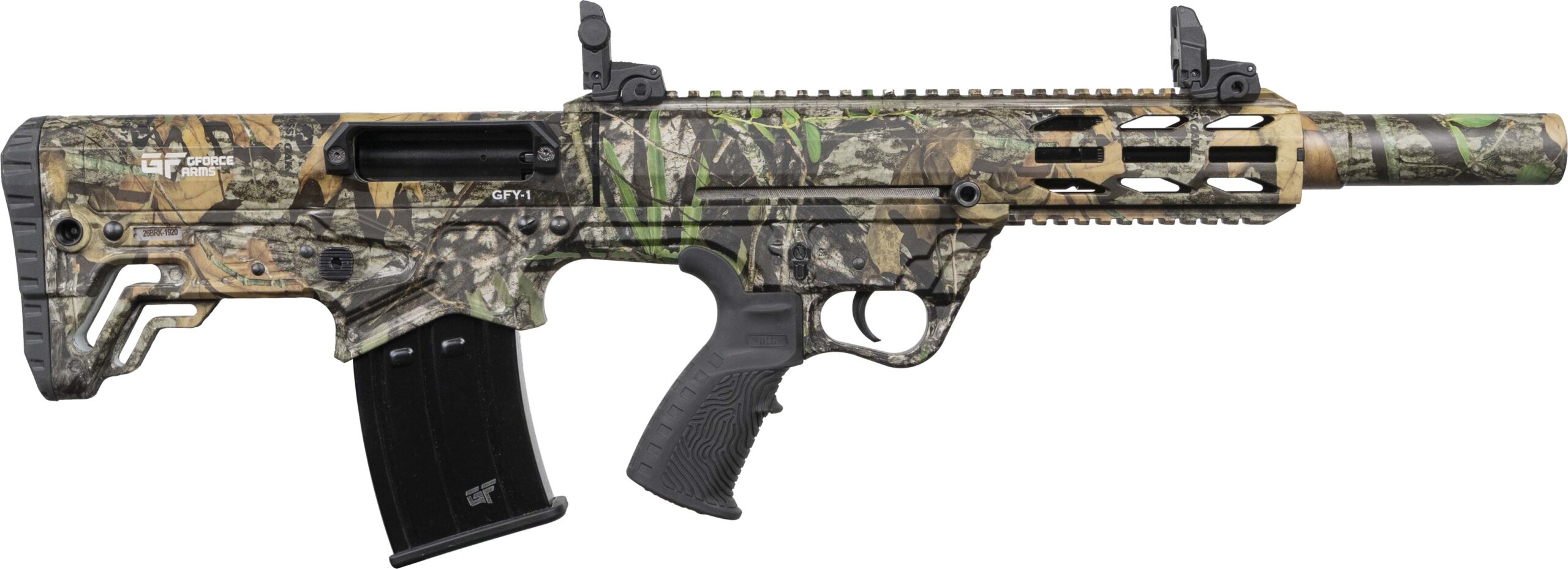 Camouflage semi-automatic shotgun with detachable magazine