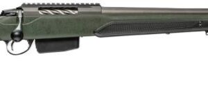 Green bolt-action rifle with long barrel