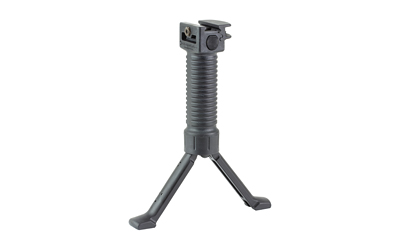 Vertical foregrip with integrated bipod legs extended