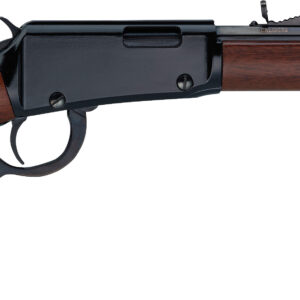Lever-action rifle with wooden stock and barrel