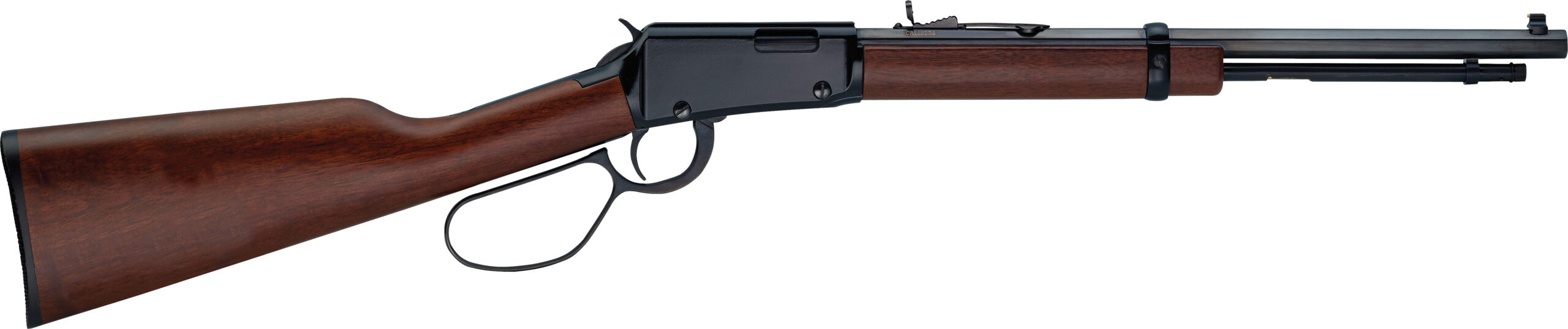 Lever-action rifle with wooden stock and barrel