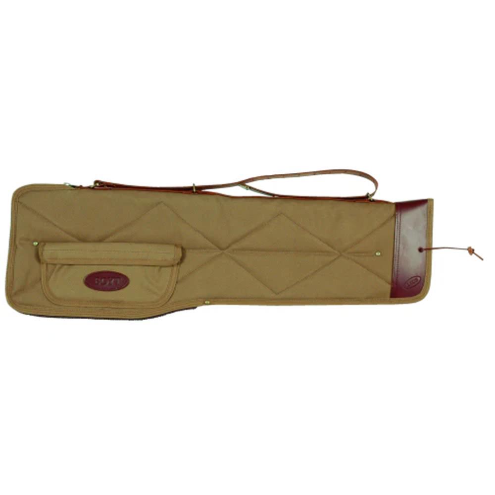 Tan quilted rifle case with shoulder strap