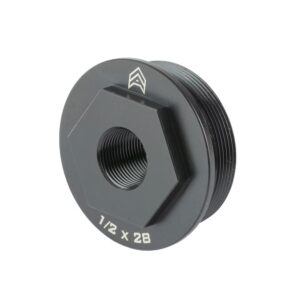 Black 1/2x28 threaded metal adapter with hex center