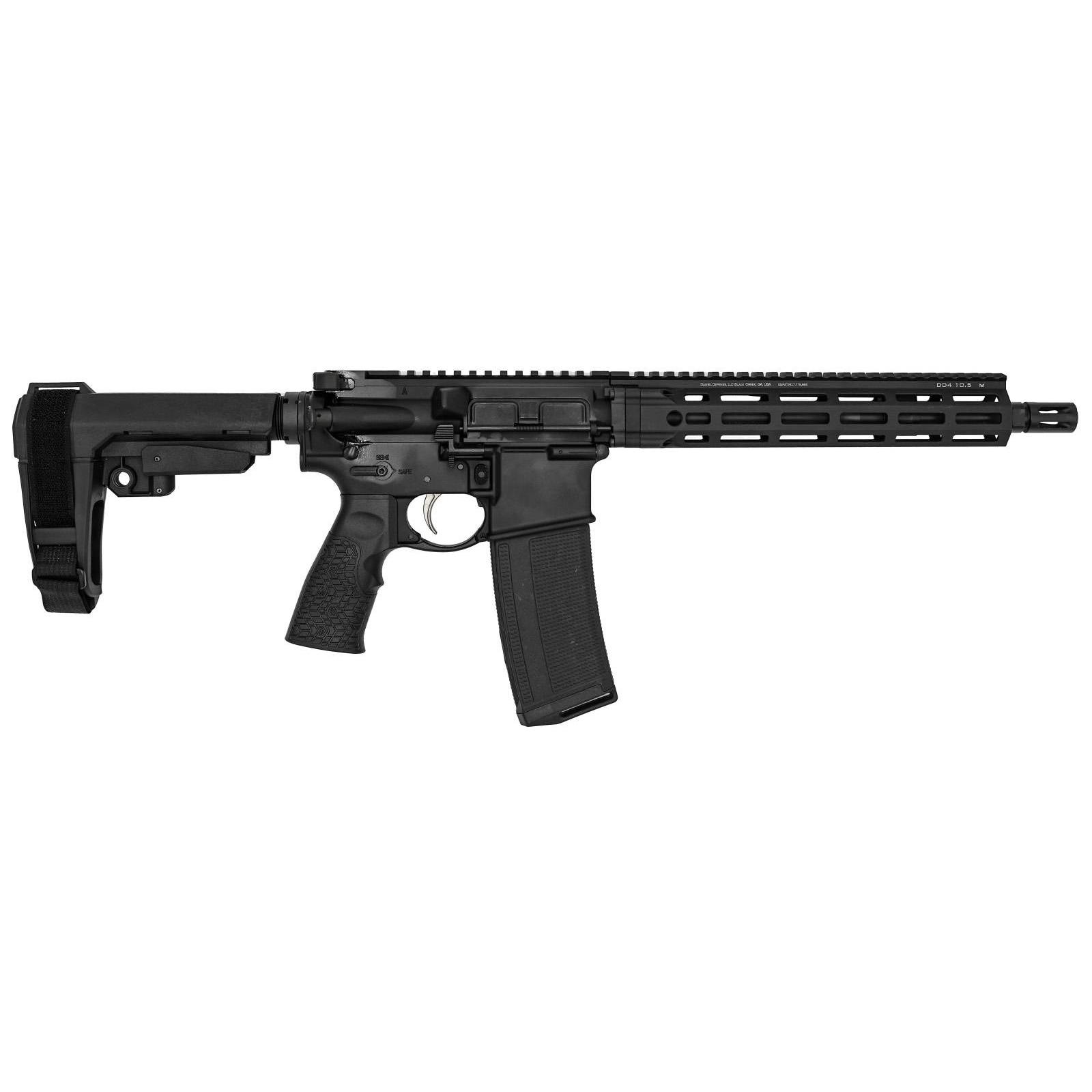 Black AR-style pistol with brace and magazine
