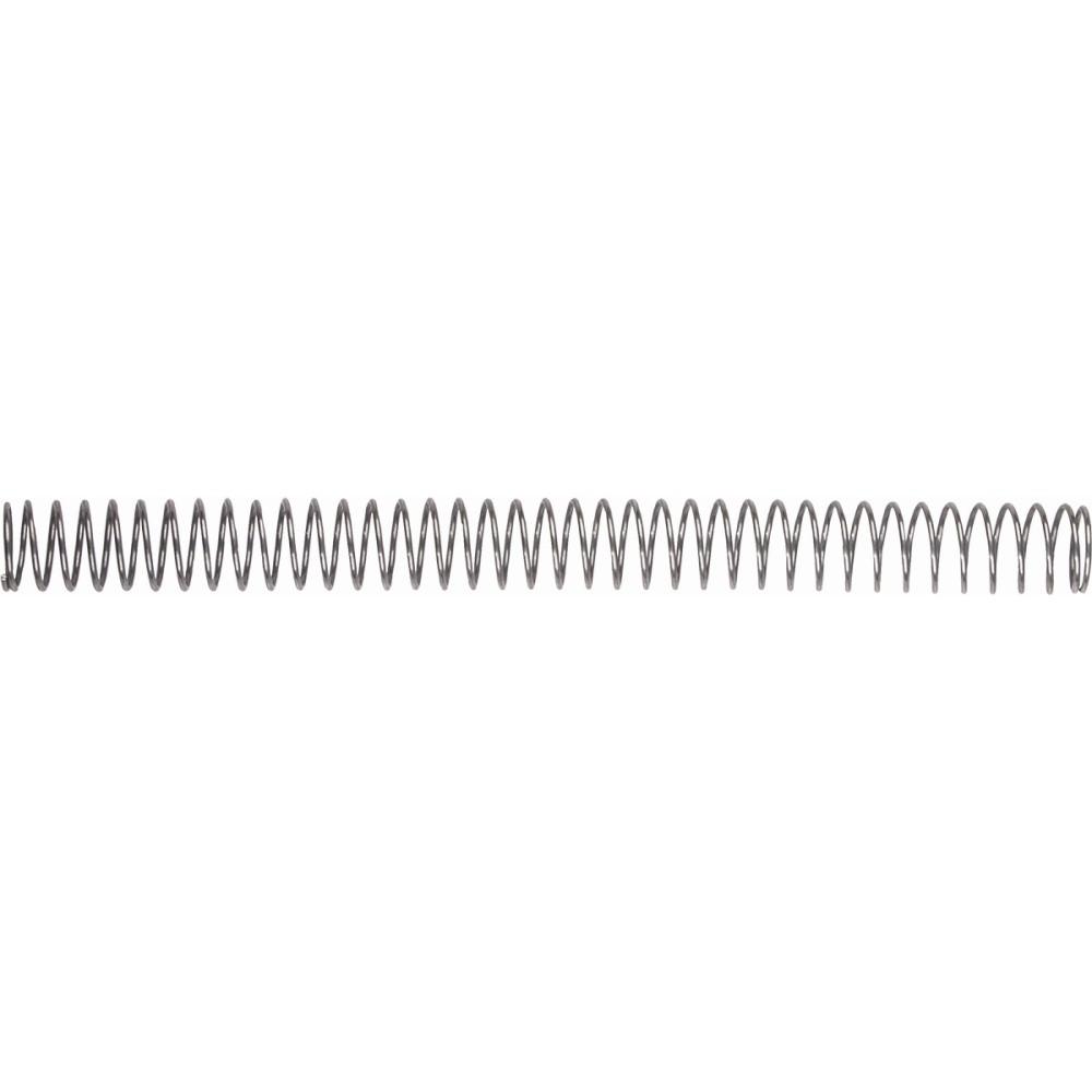 Long metal coil spring on white background