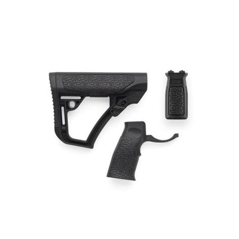 Black rifle stock and grip components