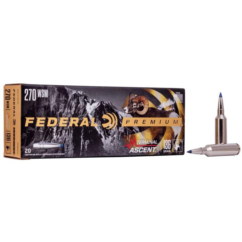 Federal Premium 270 WSM ammunition box and cartridges