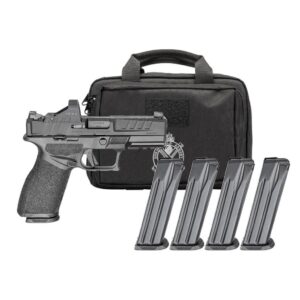 Handgun with four magazines and carrying case