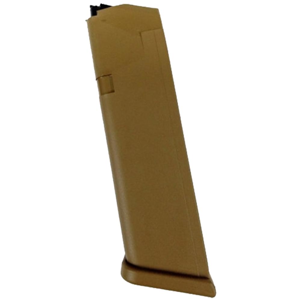 Tan handgun magazine on white background