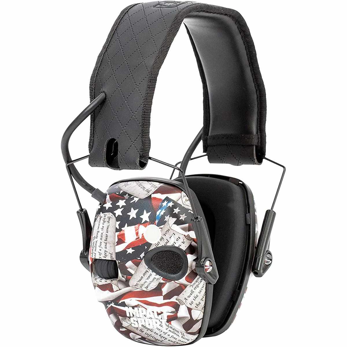 American flag patterned over-ear hearing protection earmuffs