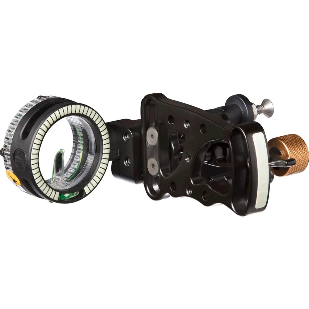 Adjustable archery bow sight with circular pin housing