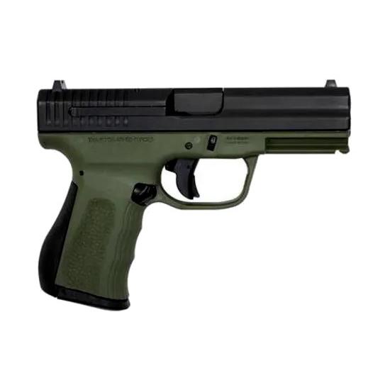 Black and green semi-automatic handgun