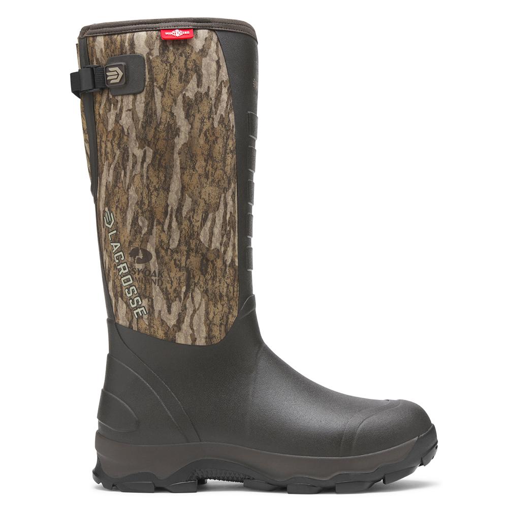 Camouflage rubber hunting boot with tall shaft