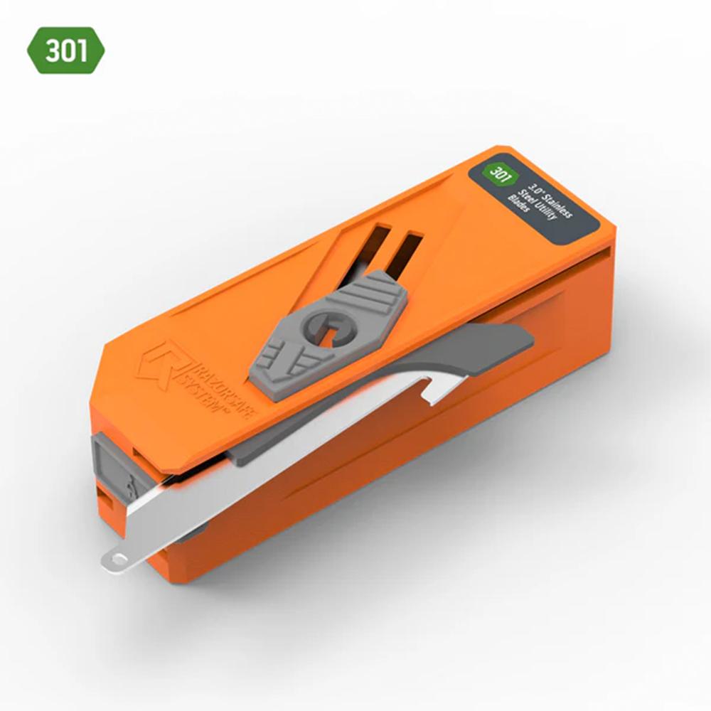 Orange utility knife blade dispenser with snap-off blade
