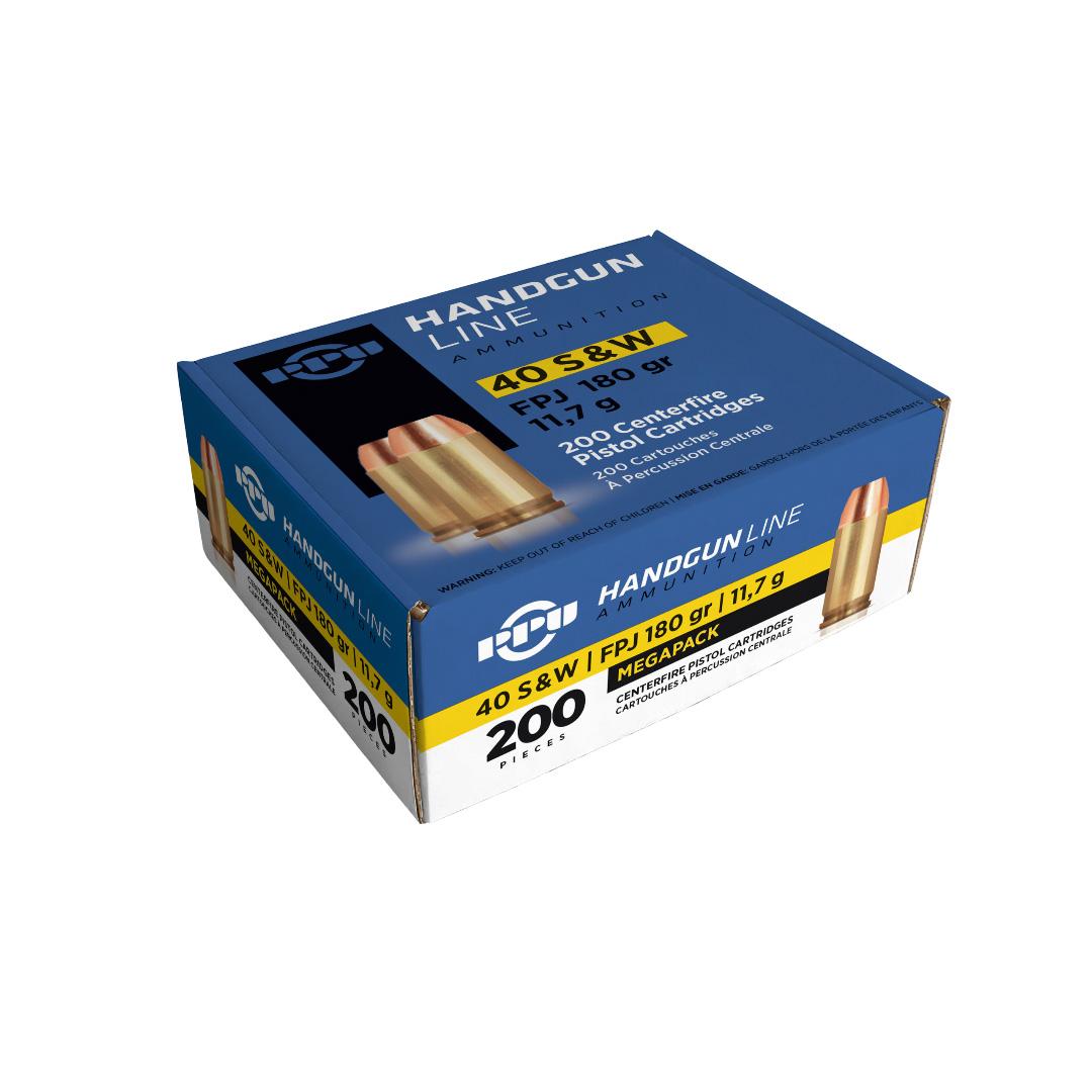 Box of .40 S&W handgun ammunition