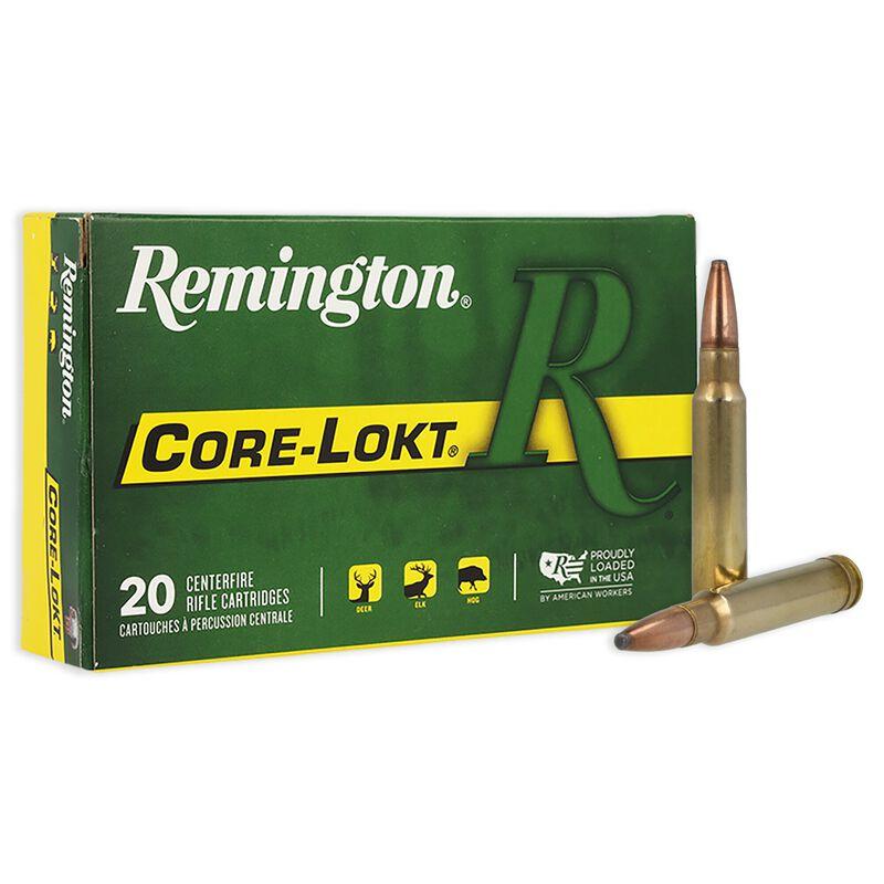Remington Core-Lokt rifle ammunition box and cartridges