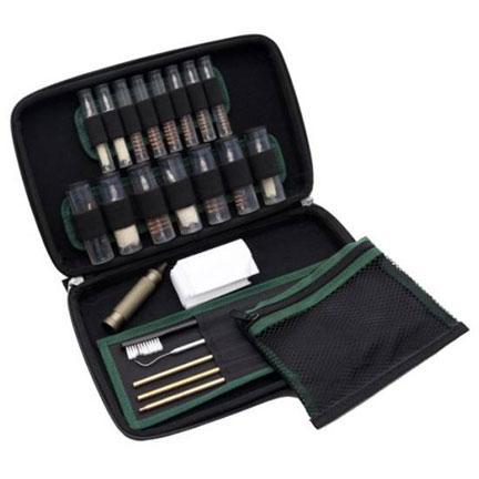 Portable gun cleaning kit in zippered case