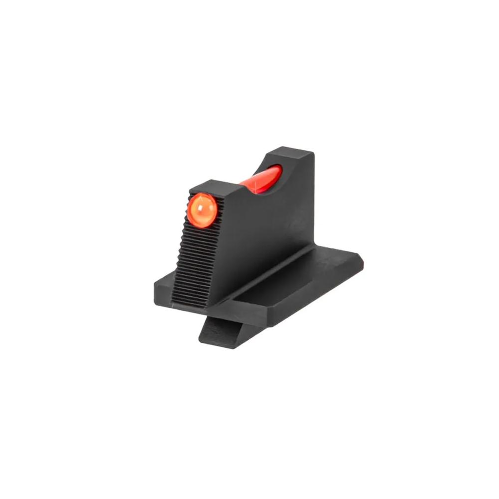 Black pistol front sight with red fiber optic