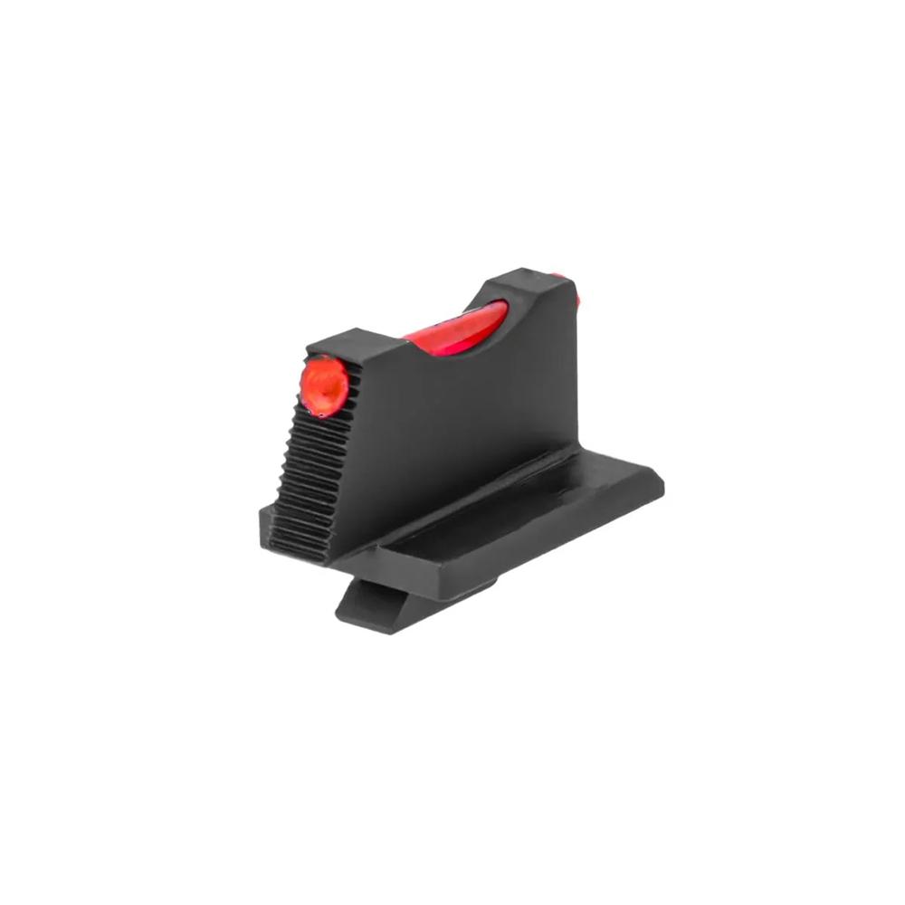 Black pistol front sight with red fiber optic