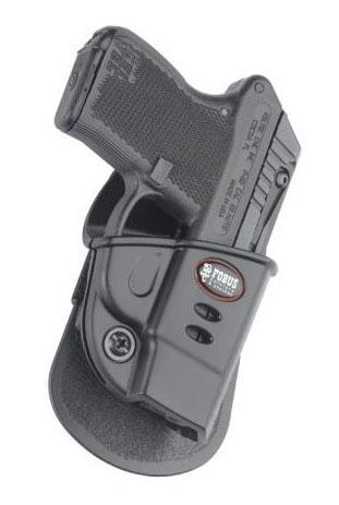 Handgun in black Fobus holster