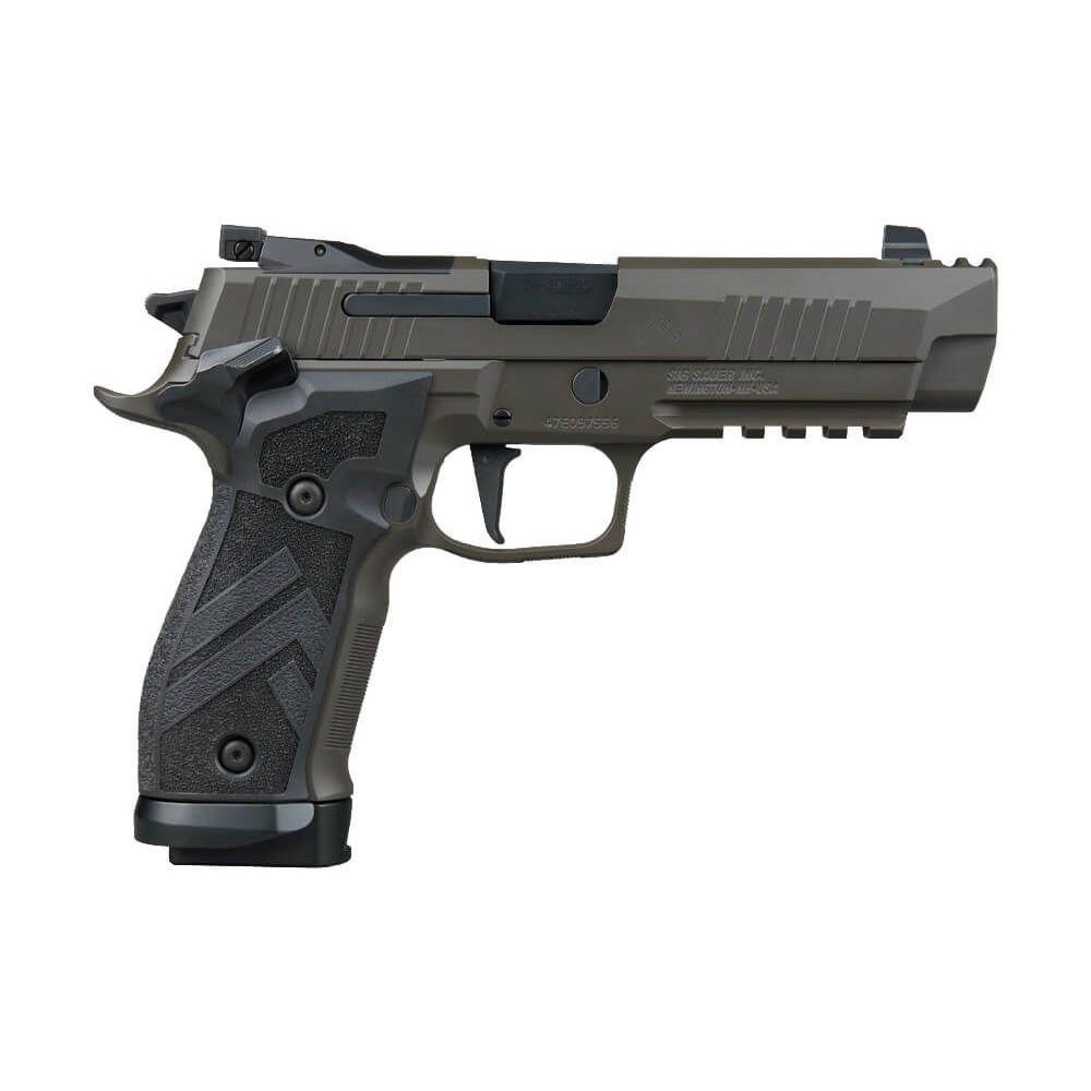 Modern semi-automatic handgun on white background