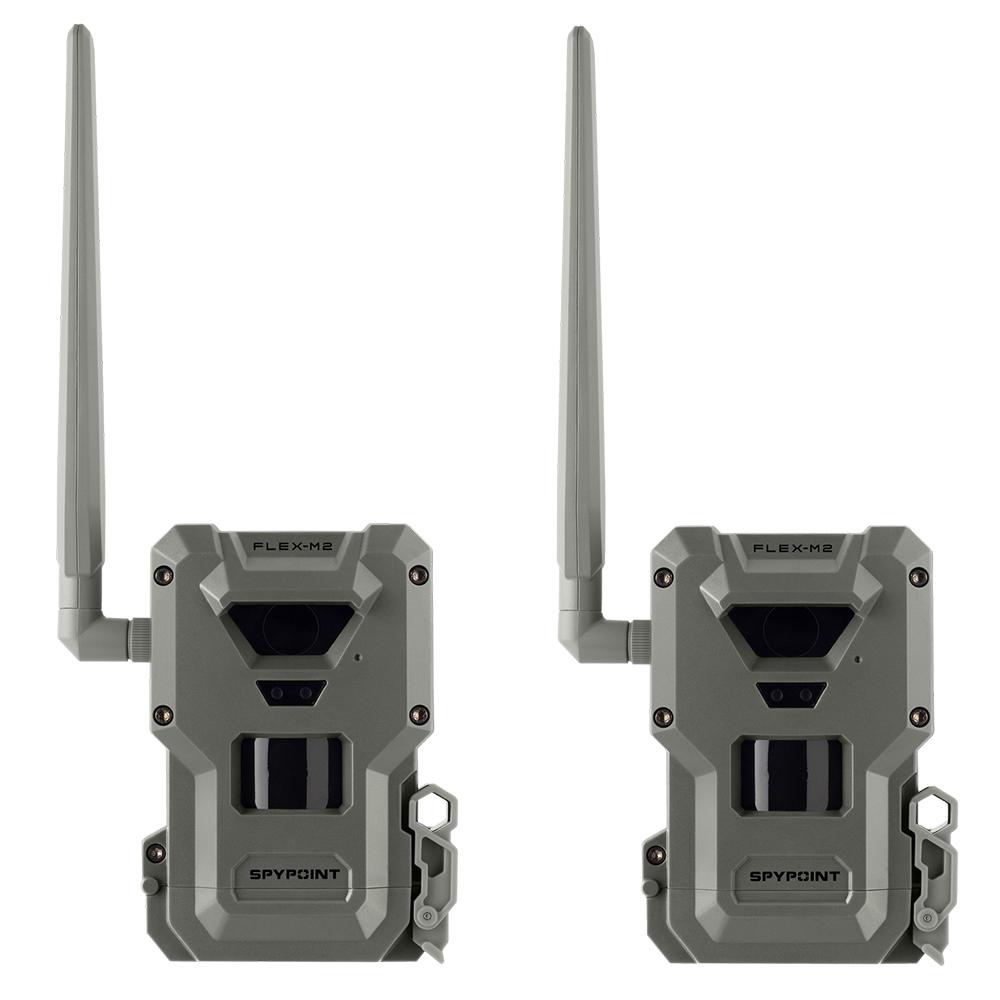 Two SPYPOINT FLEX-M2 trail cameras with antennas