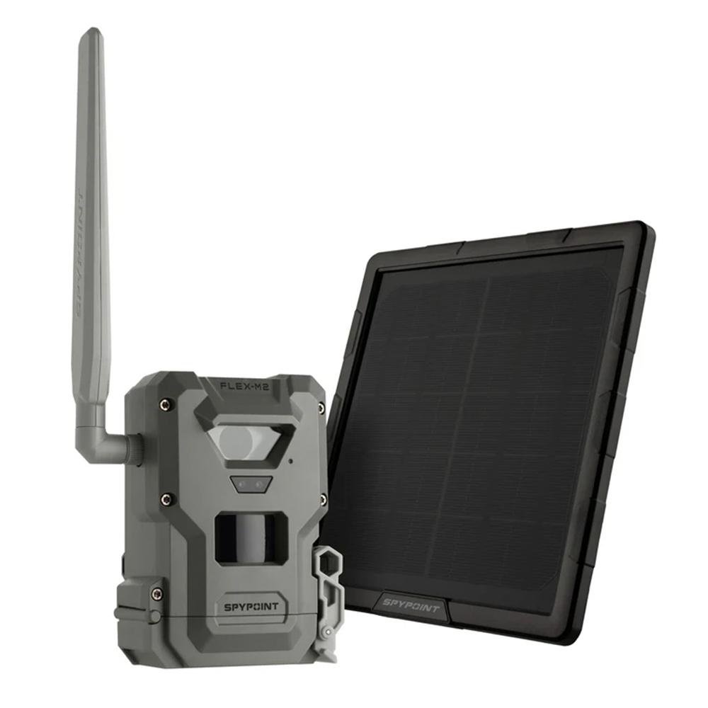 SPYPOINT trail camera with antenna and solar panel