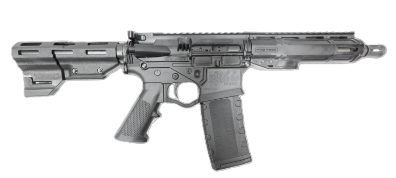 Modern AR-style semi-automatic rifle on white background