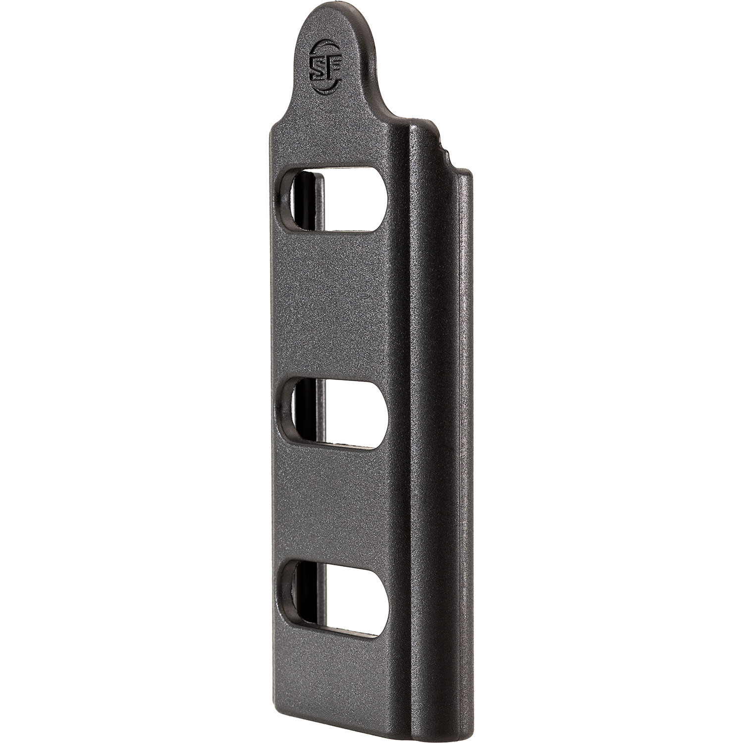 Dark gray metal mounting rail with slots